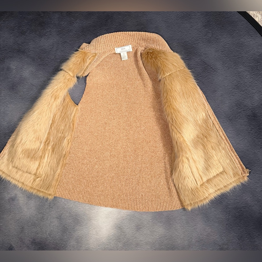 Lisa International Tan Suede-Look Zip Jacket - Picture 4 of 4